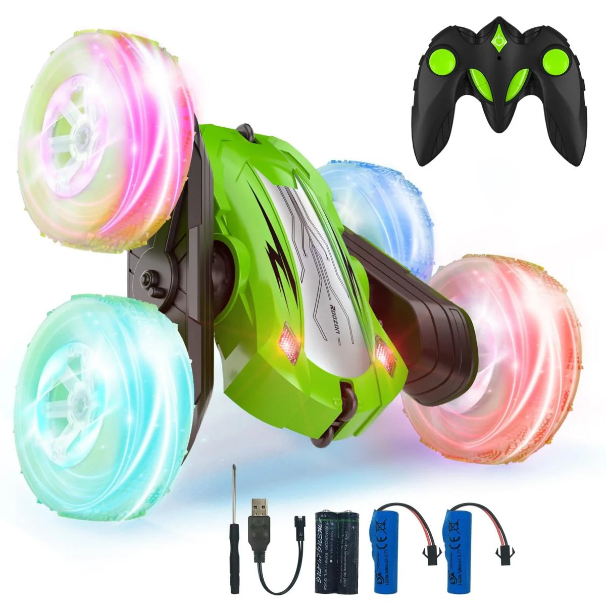 RC Stunt Truck 360° Spin – 2.4GHz Remote, LED Wheels, Dual Battery